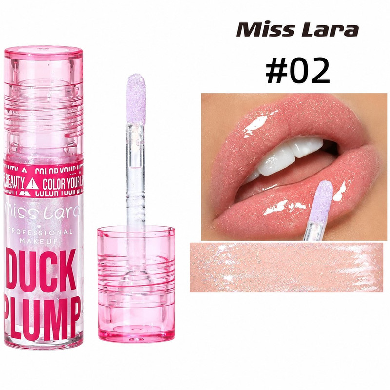 برق لب مایع حجم دهنده میس لارا مدل DUCK PLUMP با شماره رنگ 2 و جلوه اکلیلی