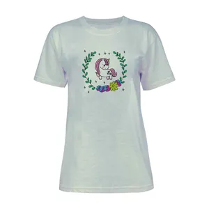 تی شرت آستین کوتاه زنانه مدل تک شاخ کد L213 رنگ طوسی