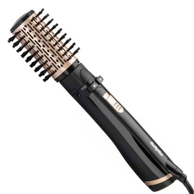 سشوار برس‌دار چرخشی 1000 وات بابیلیس مدل AS964ROE، موتور DC، وزن 1050 گرم، دارای سری برس‌دار گرد باریک، سری برس‌دار تخت، سری چرخشی، سری دندانه‌دار با ویژگی صاف‌کنندگی، با قابلیت فناوری تولید یون