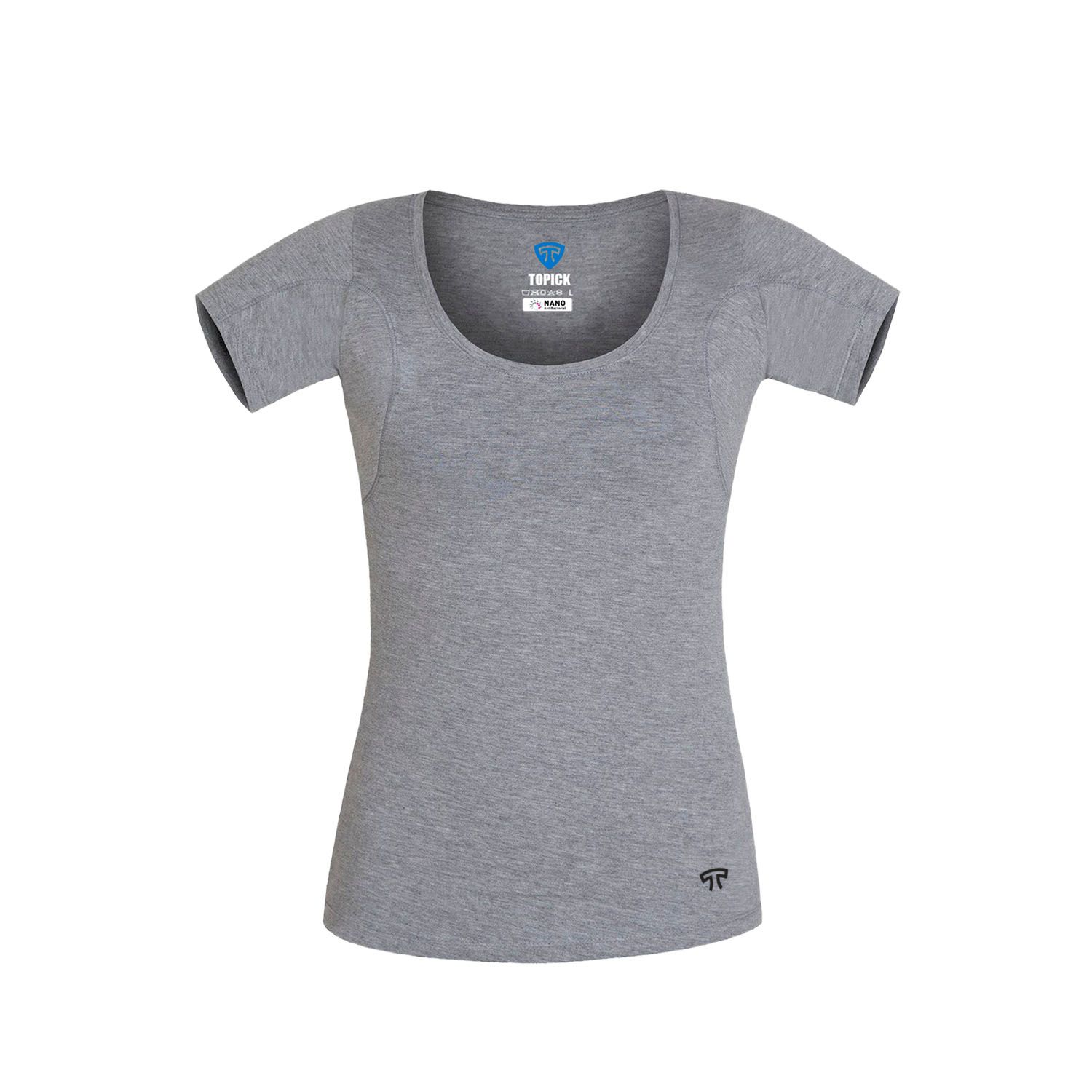 تی شرت آستین کوتاه زنانه تاپیک مدل نانو آنتی باکتریال ضدتعریق ملانژ -  - 1