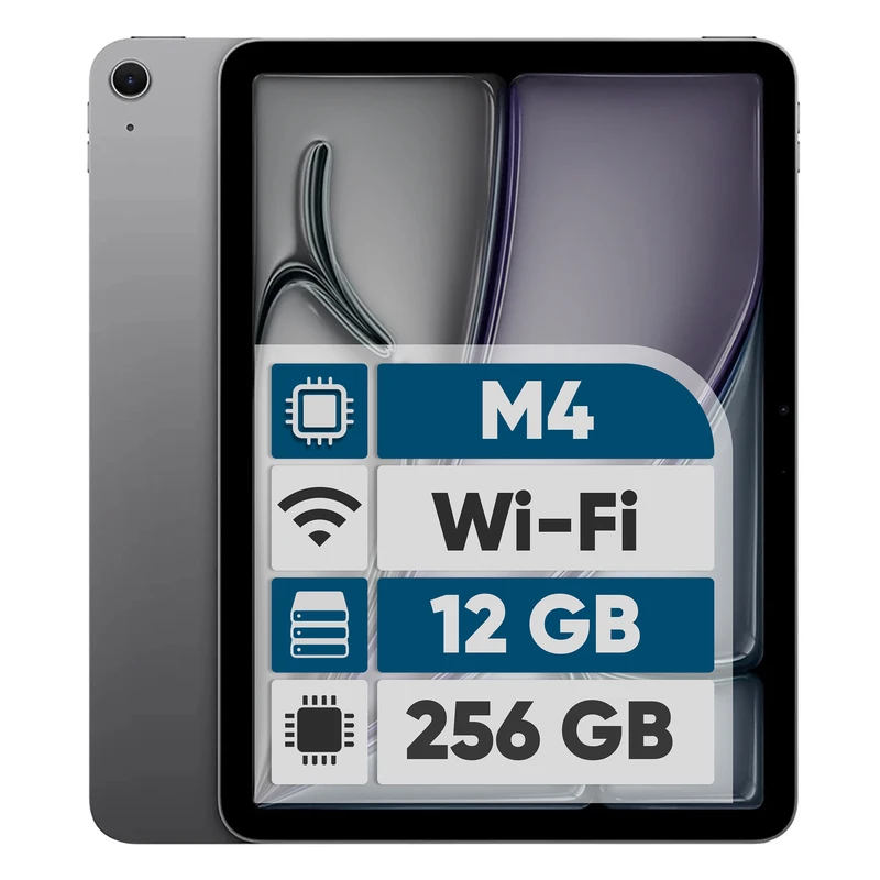 تبلت 11 اینچ اپل مدل iPad Air 2026 M4 Wi-Fi ظرفیت 256 گیگابایت و رم 12 گیگابایت، رزولوشن دوربین اصلی ۱۲ مگاپیکسل، پشتیبانی از قلم و کیبورد 