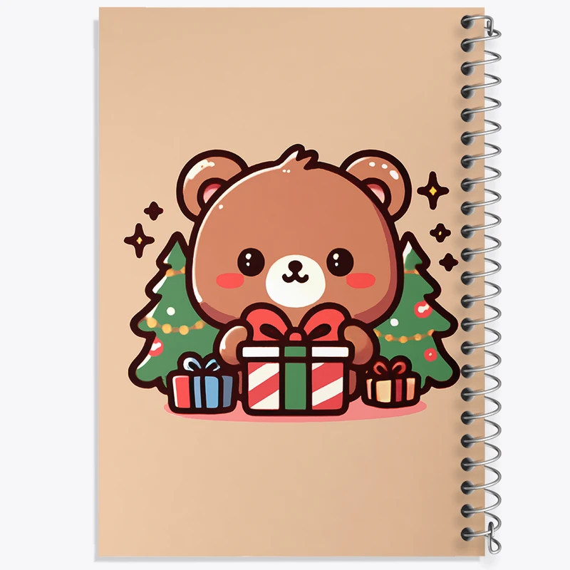 دفتر شطرنجی 50 برگ خندالو طرح خرس و هدیه ی کریسمس کد N5929