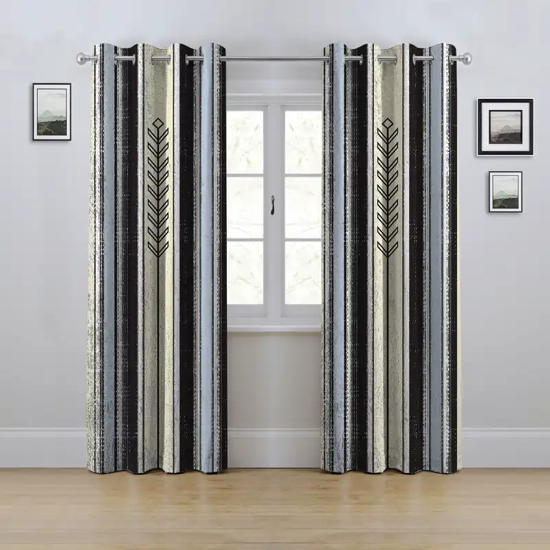 پرده مدل پانچی طرح شاخه گندم سایز 280x145 سانتی متر