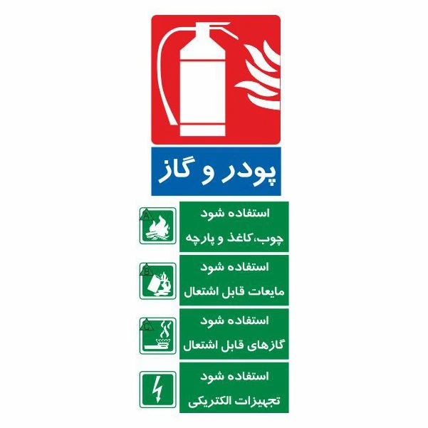 تابلو ایمنی ایمن ساین طرح کپسول آتش نشانی  پودر و گاز کد 520