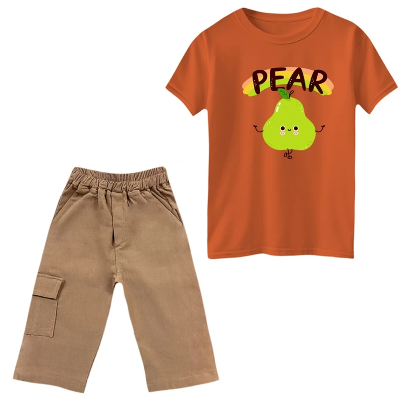 ست تی‌شرت و شلوارک پسرانه مدل گلابی