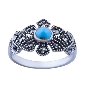 انگشتر نقره زنانه بازرگانی میلادی  مدل  فیروزه کد AW_195