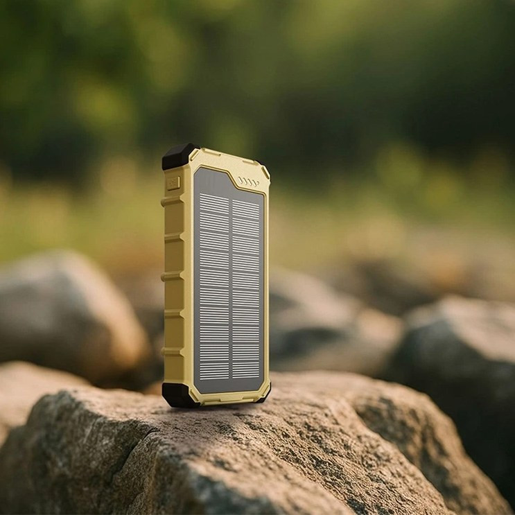 پاوربانک 5 وات پاورلوژی مدل solar powerbank ظرفیت 10000 میلی‌آمپر‌ساعت به همراه کابل USB به USB-C
