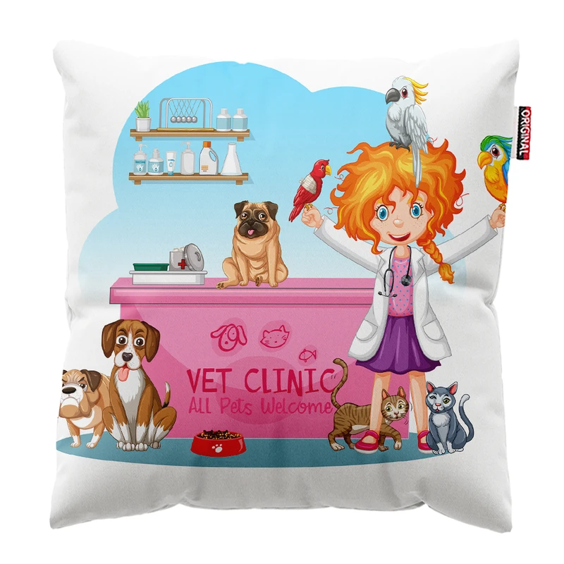 کوسن پاد آفرین مدل دامپزشک پت شاپ کد PK301900 سایز 30*30 سانتی متر