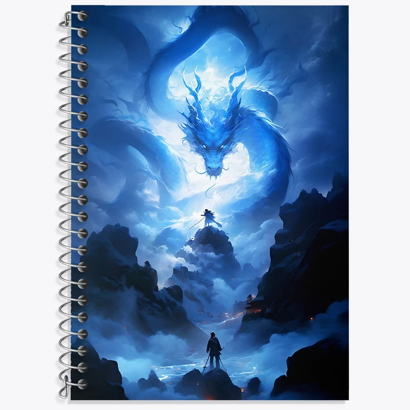 دفتر زبان 50 برگ خندالو مدل سه خط طرح اژدهای آبی کد N4128