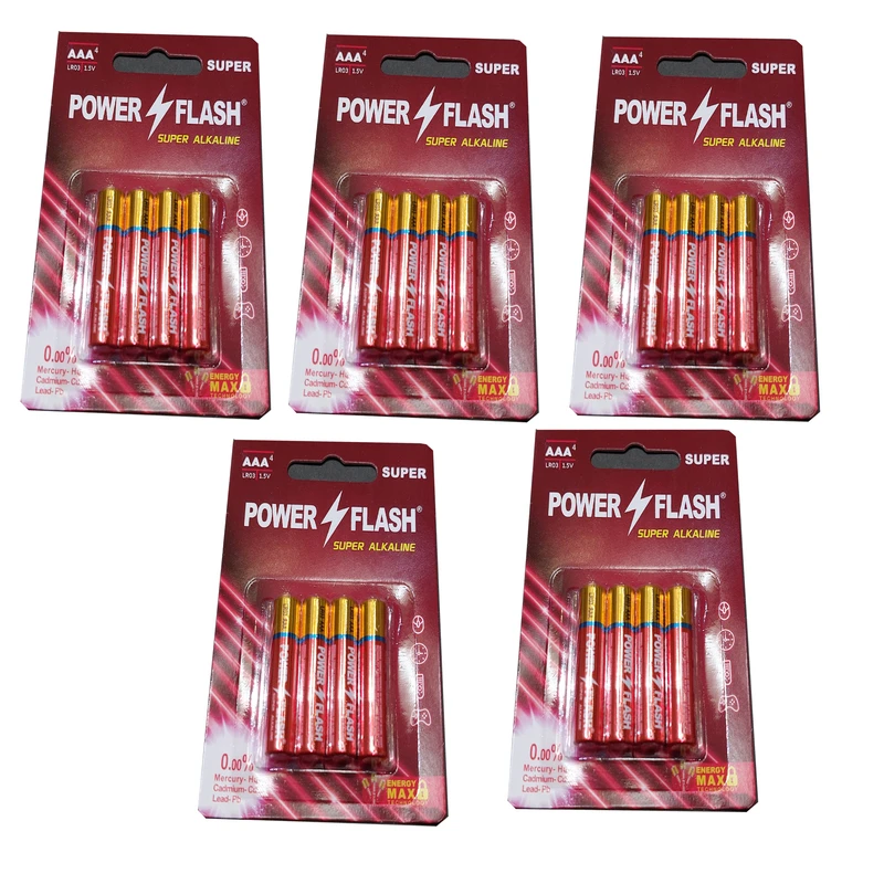 باتری نیم قلمی  پاور فلش مدل آلکالاین بسته 20 عددی