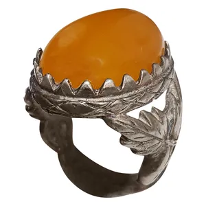 انگشتر نقره مردانه مدل عقیق یمانی ناب AYN324230