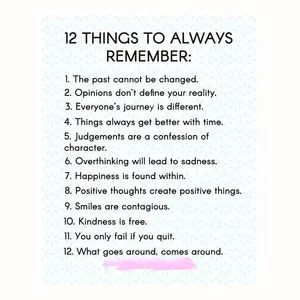 پوستر مدل 12 چیزی که همیشه باید به یاد داشته باشید  