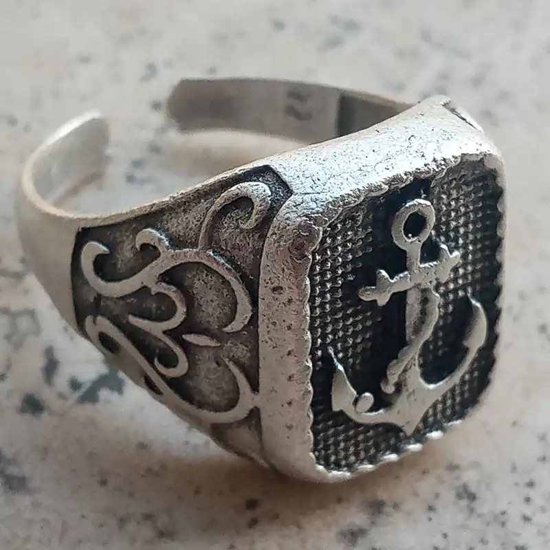 انگشتر مردانه مدل لنگر کشتی کد LAN-96