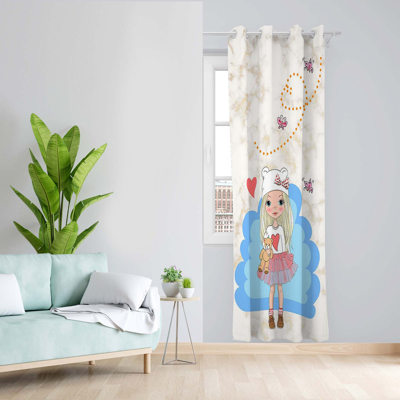 پرده طرح کودک مدل مخمل پانچی کد 5310R z سایز 140x200 سانتی متر