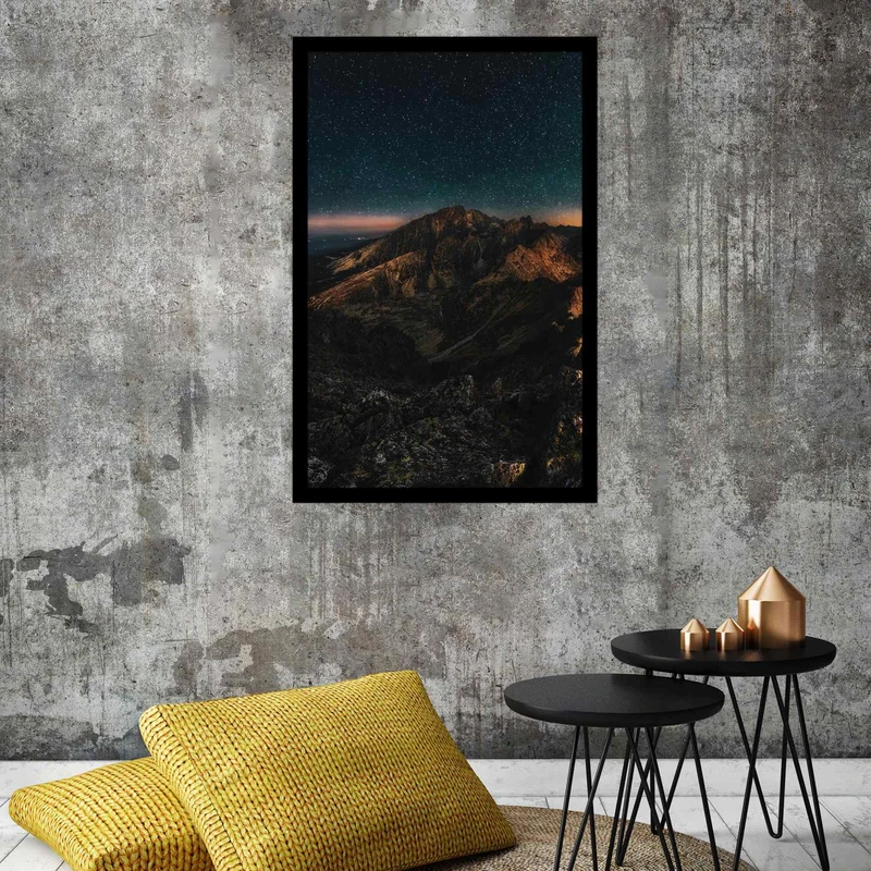 تابلو بکلیت طرح منظره کوه و آسمان و ستاره مدل  B-bu2622