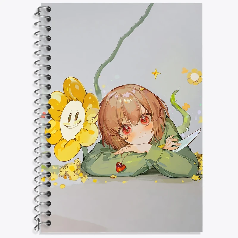 دفتر زبان 50 برگ خندالو مدل دو خط طرح بازی آندرتیل (Undertale) کد 31751