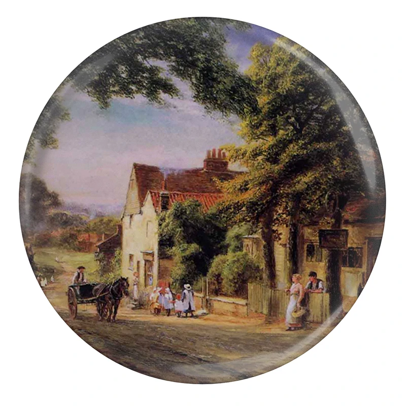 مگنت طرح نقاشی منظره و درخت و خانه و اسب مدل S10234 