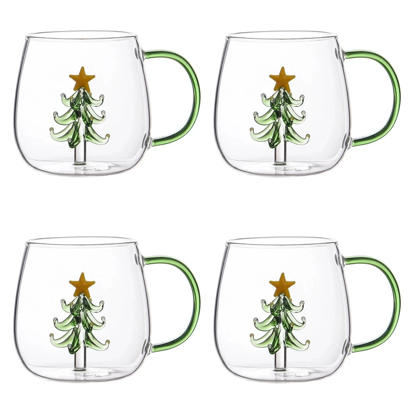 لیوان مدل کریسمس درختی کد 1369n 5700 بسته 4 عددی 