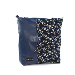 کیف دوشی رنگ تا رنگ مدل زنبیلی طرح گل ریز