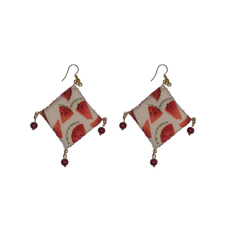 گوشواره دخترانه مدل دست ساز طرح هندوانه