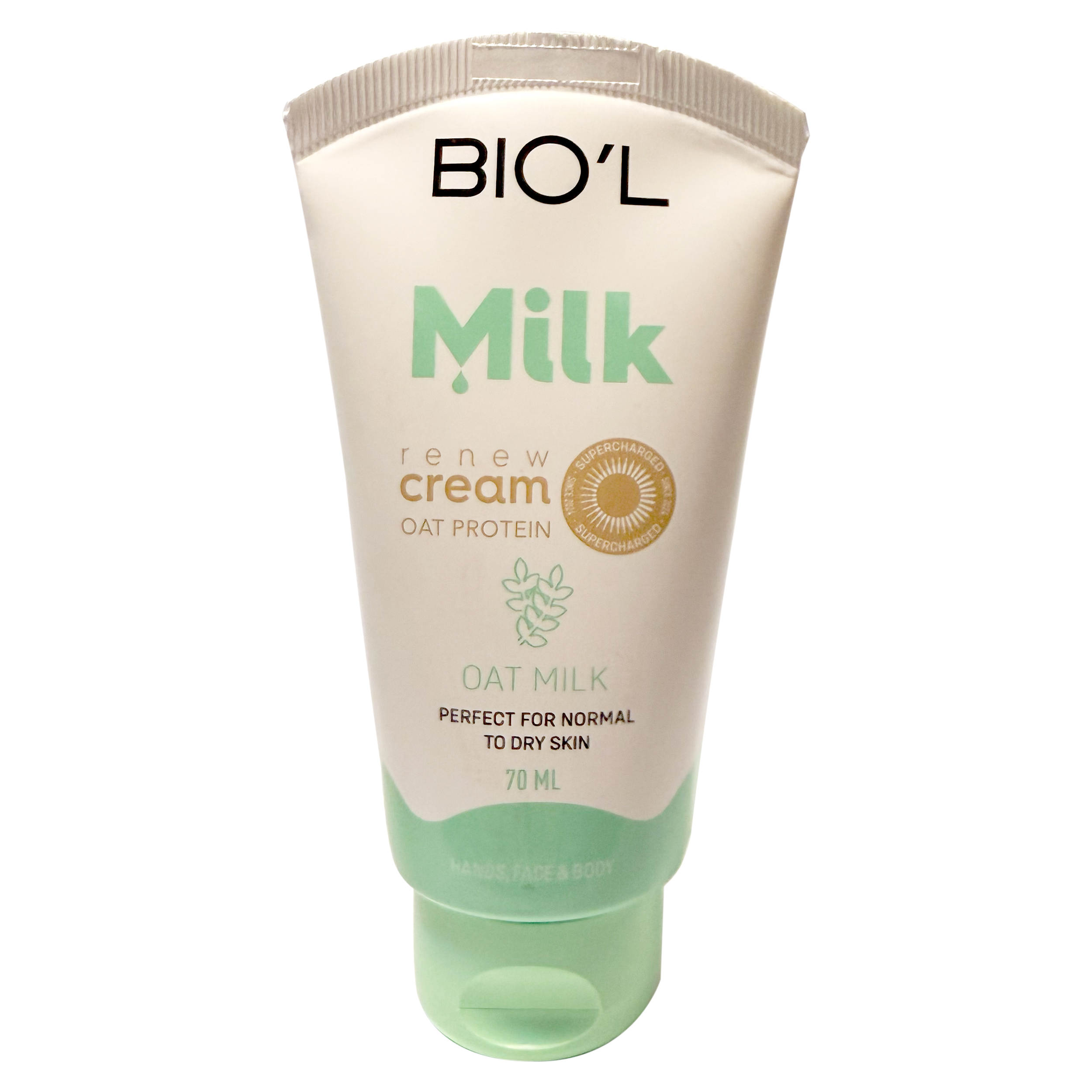 کرم مرطوب کننده دست و صورت بیول مدل شیر و جو مناسب پوست های معمولی و خشک حجم 70 میلی لیتر