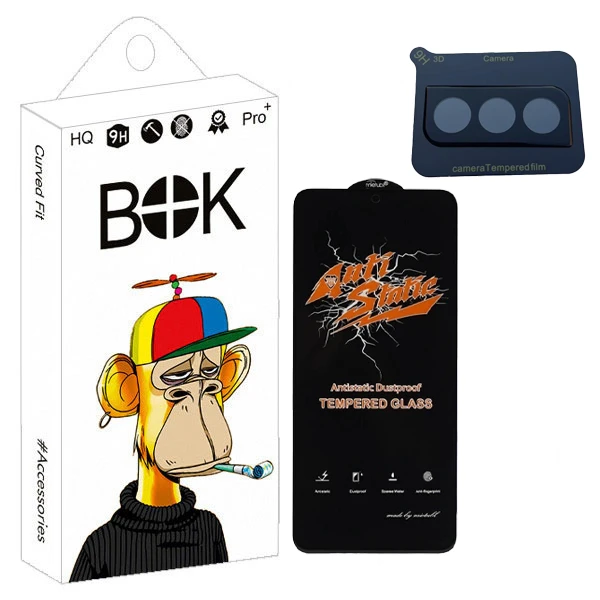 محافظ صفحه نمایش بوک مدل Antistatic مناسب برای گوشی موبایل سامسونگ Galaxy S21 FE به همراه محافظ لنز دوربین