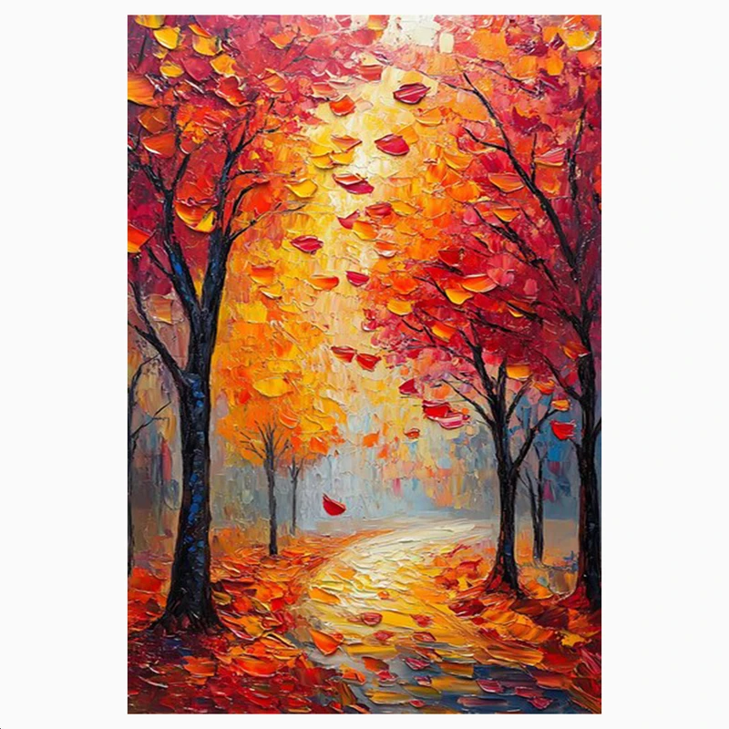 فرش پارچه‌ای مدل فرشینه طرح درختان پاییزی کد AR3058803