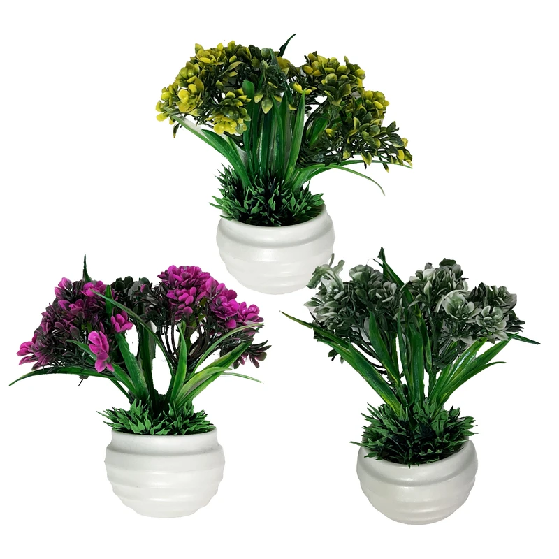 گلدان به همراه گل مصنوعی مدل x15 مجموعه 3 عددی