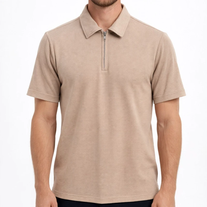 پولوشرت آستین کوتاه مردانه مدل نیم زیپ