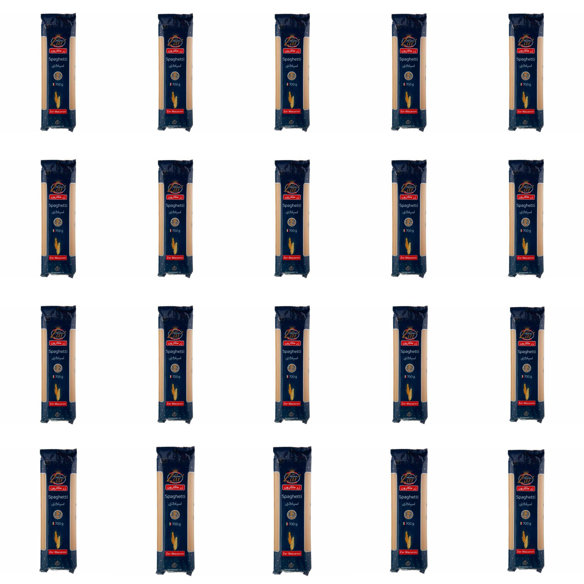 اسپاگتی قطر 1.2 زرماکارون - 700 گرم بسته 20 عددی