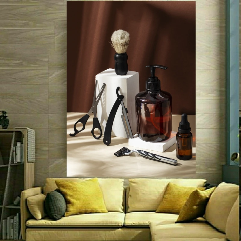 پوستر دیواری طرح آرایشگاه و لوازم اصلاح کد FP476