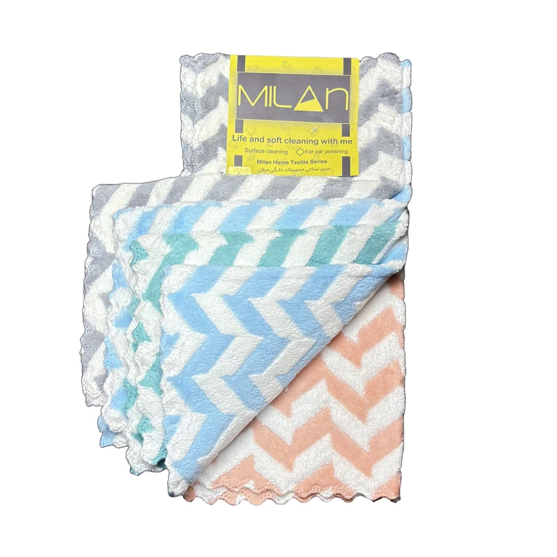 دستمال نظافت خانه و آشپزخانه میلان مدل سوپر پولیشی زیگزال بسته 5 عددی