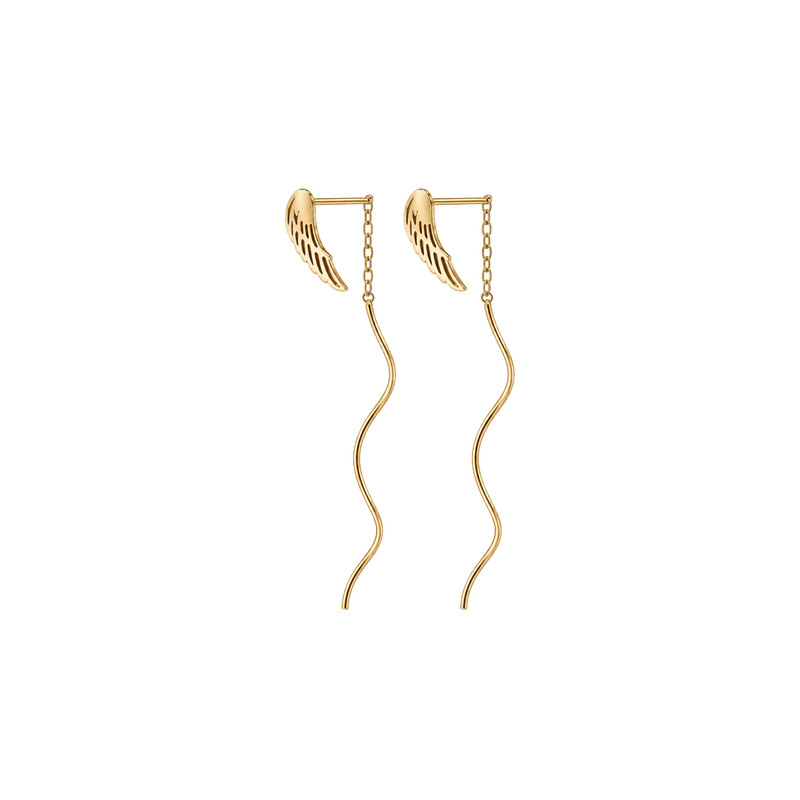 گوشواره بخیه ای طلا زنانه ۱۸ عیار طلا جواهر مان گالری مدل کرلی بال کد EA01-0038200 