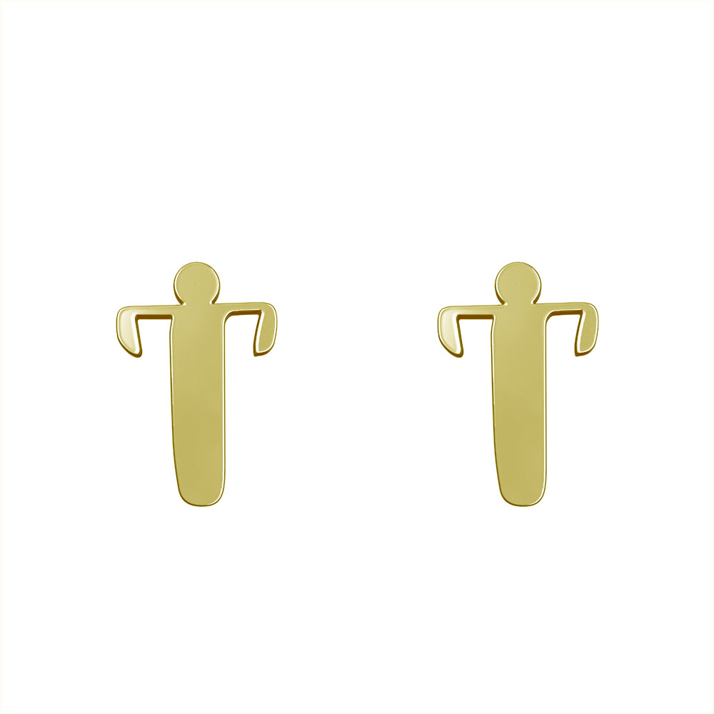 گوشواره طلا 18 عیار زنانه مدوپد مدل حرف T کد GA1-16651