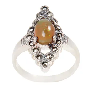 انگشتر نقره زنانه بازرگانی میلادی مدل سنگ اوپال کد AW_507