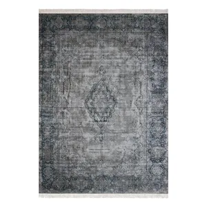 فرش ماشینی زانیس مدل مدرن طرح وینتیج زمینه خاکستری