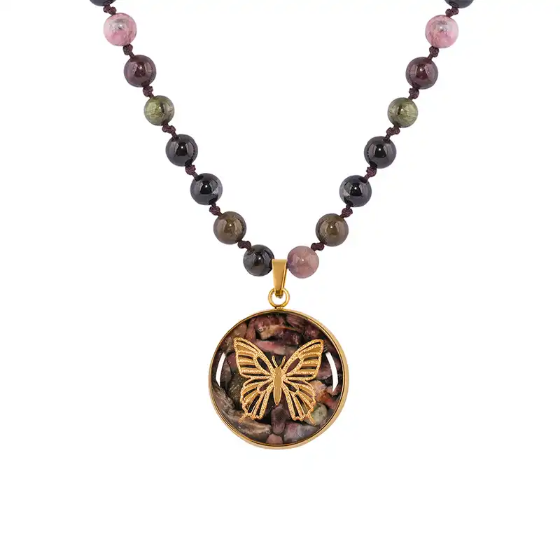 گردنبند زنانه الون مدل پروانه تورمالین