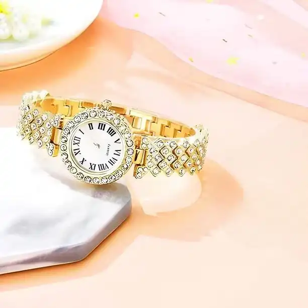 ساعت مچی عقربه ای زنانه مدل فول نگین کد Ts