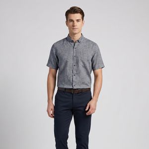 پیراهن آستین کوتاه یقه برگردان با تنخور معمولی (regular fit) مردانه دیجی استایل اسنشیال مدل 239