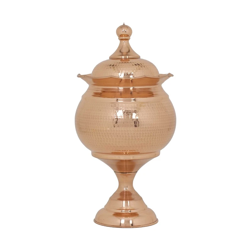 شکلات خوری مسی مدل توپی پایه دار لب کنگره زنجان کد za80626300