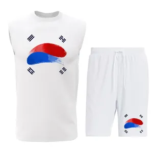 ست تاپ و شلوارک مردانه طرح پرچم کره جنوبی مدل K005W