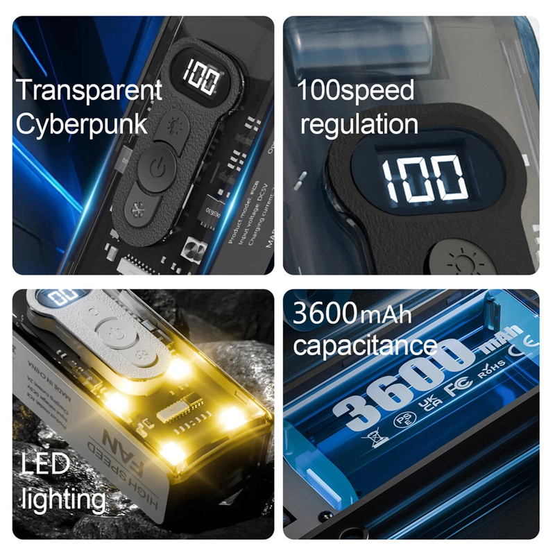 پنکه شارژی مجنتیک مدل سرمایش فوری کد FC8 ظرفیت 3600 میلی آمپر ساعت