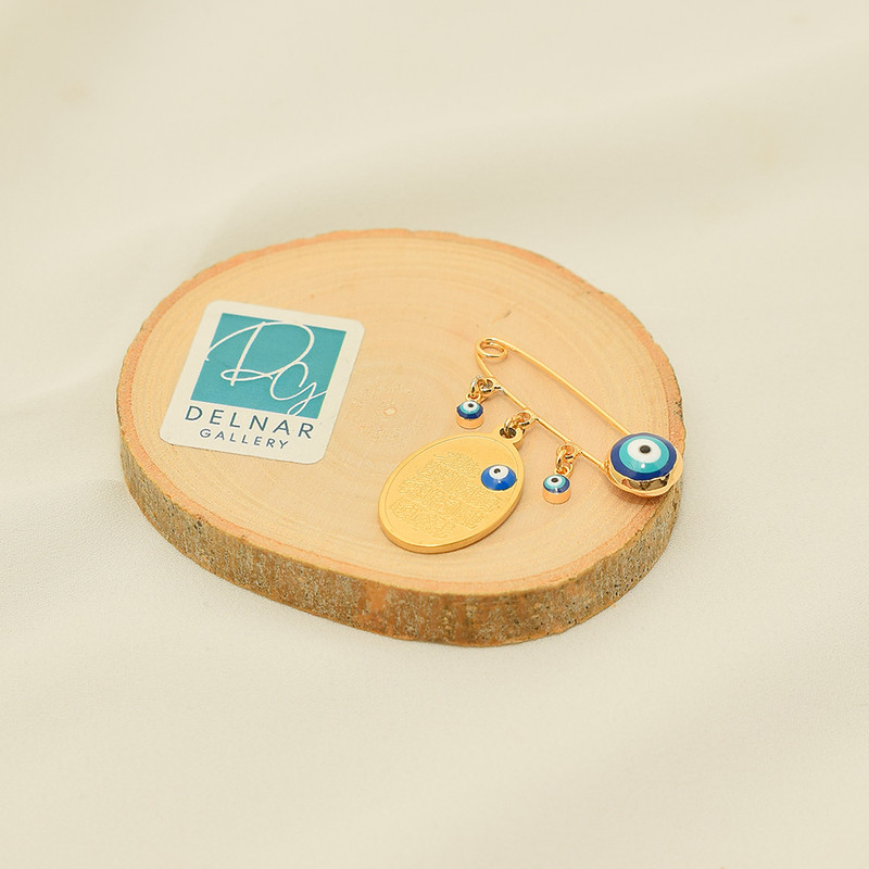 سنجاق سینه دخترانه دلنار گالری مدل چشم نظر و وانیکاد بیضی