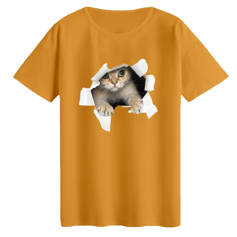 تی‌شرت لانگ آستین کوتاه زنانه مدل گربه کد 04 