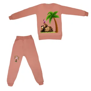 ست تی شرت آستین بلند و شلوار دخترانه مدل ماشا و خرس