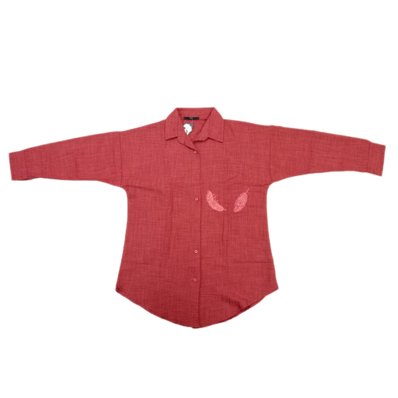 شومیز زنانه مدل گلدوزی رنگ آجری