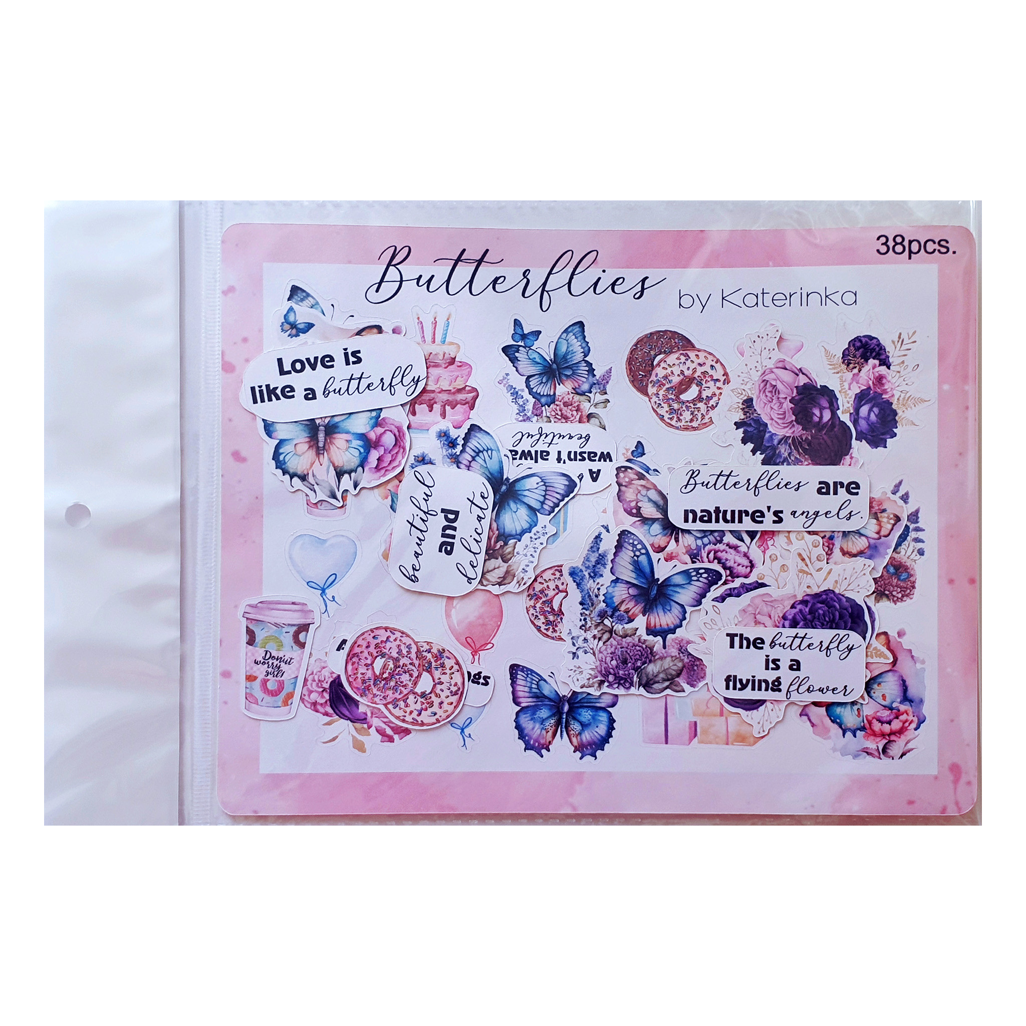برچسب کاترینکا طرح برش خورده بولت ژورنال و اسکرپ بوک مدل Butterflies بسته 38 عددی برچسب کاترینکا طرح برش خورده بولت ژورنال و اسکرپ بوک مدل Butterflies بسته 38 عددی