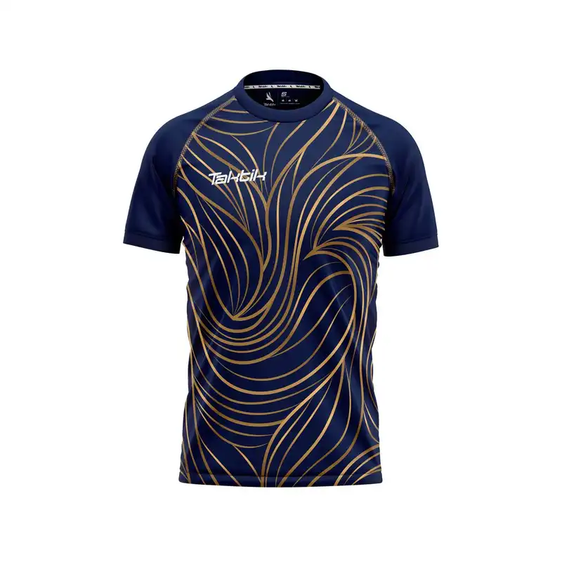 ست تی شرت آستین کوتاه و شلوارک ورزشی تاکتیک مدل گلری رنگ سرمه ای