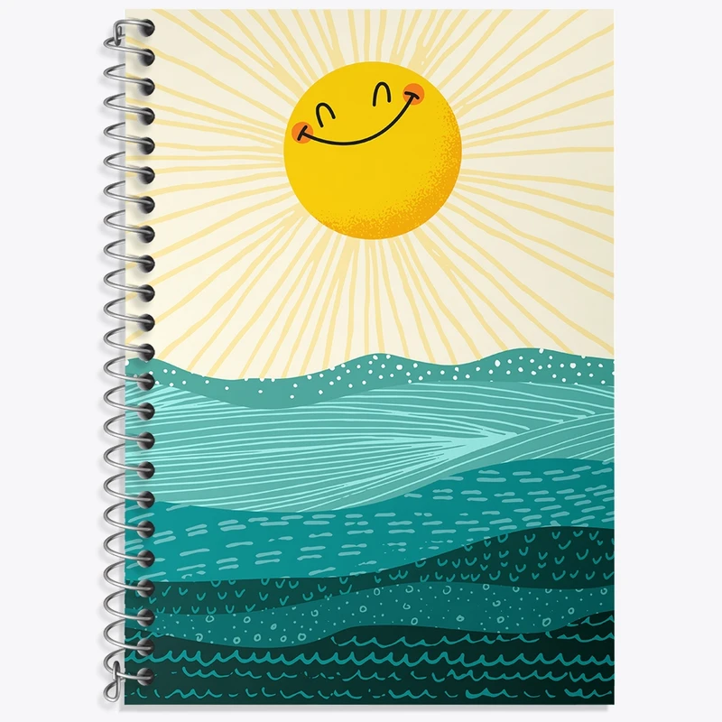 دفتر زبان 50 برگ خندالو مدل سه خط طرح خورشید و دریا کد N975