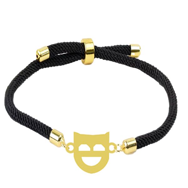 دستبند طلا عیار 18 زنانه مدل آسانسوری پلاک دار طرح ماسک -  - 2